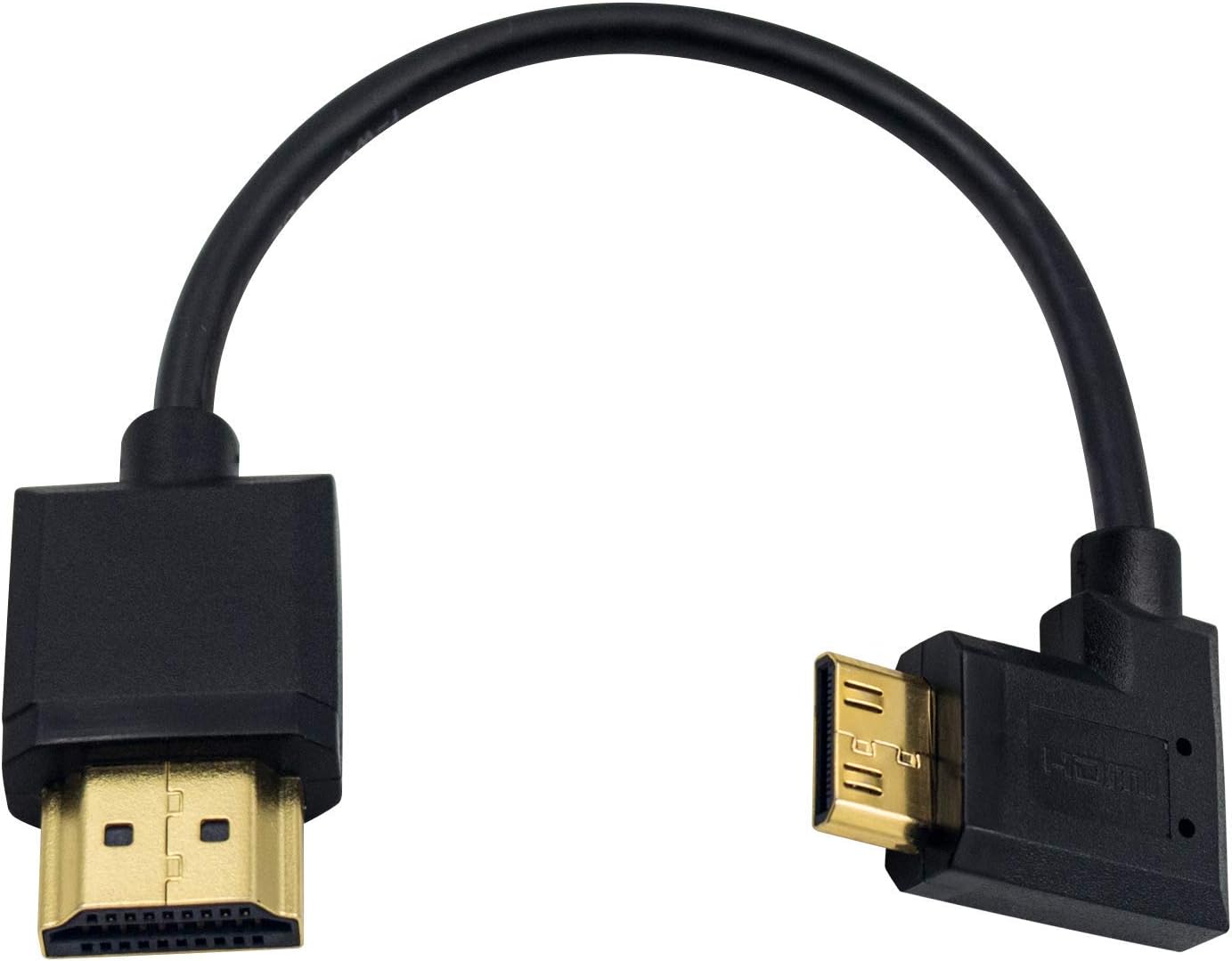 Duttek Ultra-Thin Short 90 Degree HDMI to Mini HDMI Cable 6inch/15cm, Left Angled Mini HDMI Male to A Male Cable, Support 4K@60Hz Ultra HD, 1080p, 3D for Camera, Laptop, HDTV