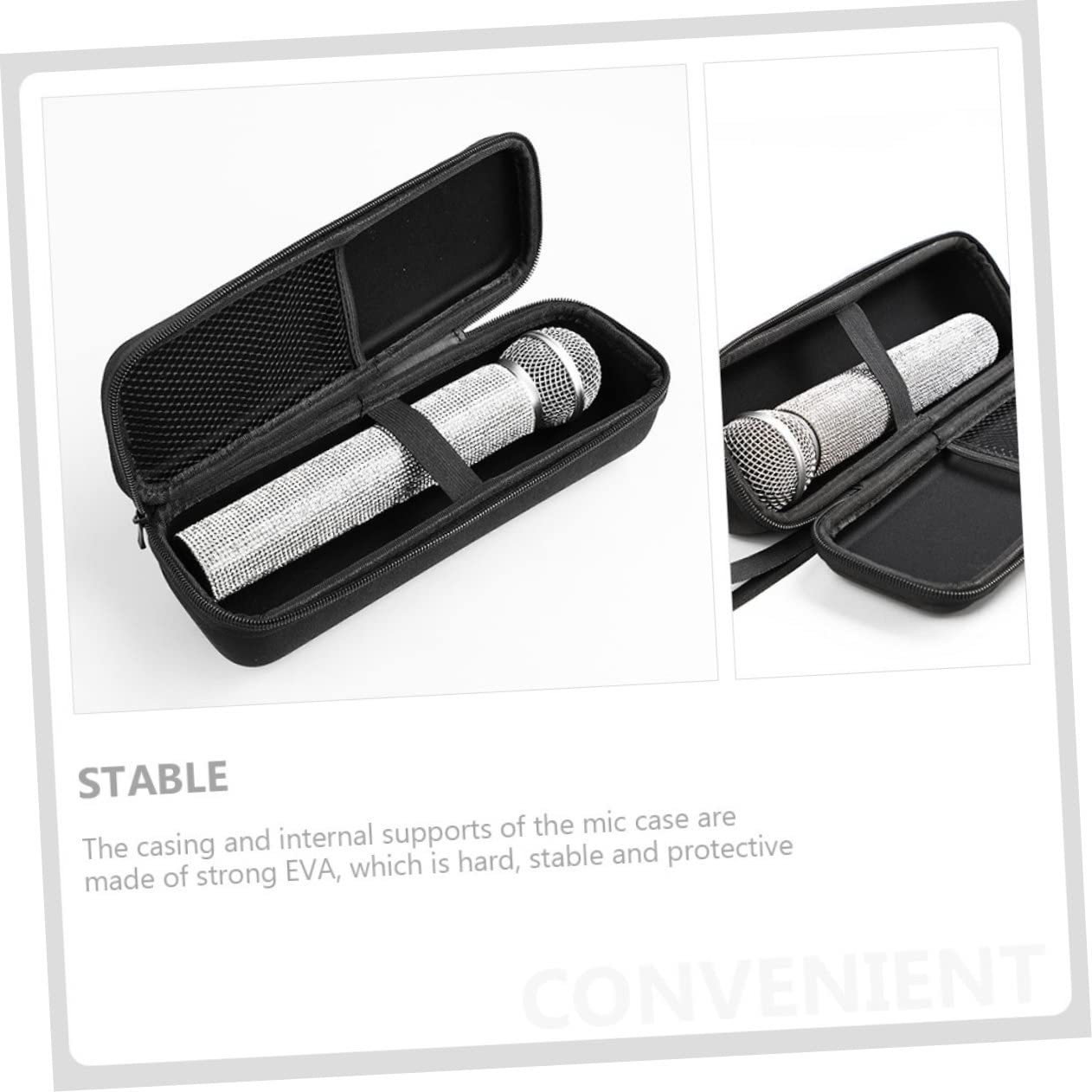 LALADEFIEE Microphone Storage Bag with Zipper Shockproof Case for Handheld Microphones Portable Dual Mic Pouch for Outdoor Use Convenient Handle Design for Easy Carrying and Storage