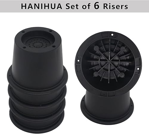 Miniatura 7 de Paquete de 6 elevadores de muebles de 2 pulgadas, elevadores de cama negros para sofá, escritorio, elevadores de marco de cama resistentes,