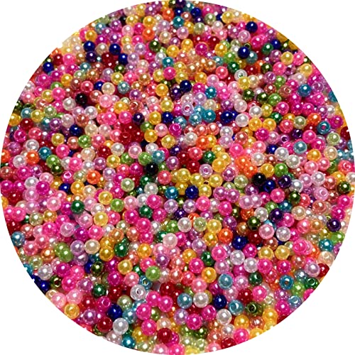 2000pcs Pearl Beads 4mm Mix Colors Pearl Craft Beads Round Loose Pearls with Holes for Sewing Crafts Decoration Bracelet Necklace Jewelry Making
