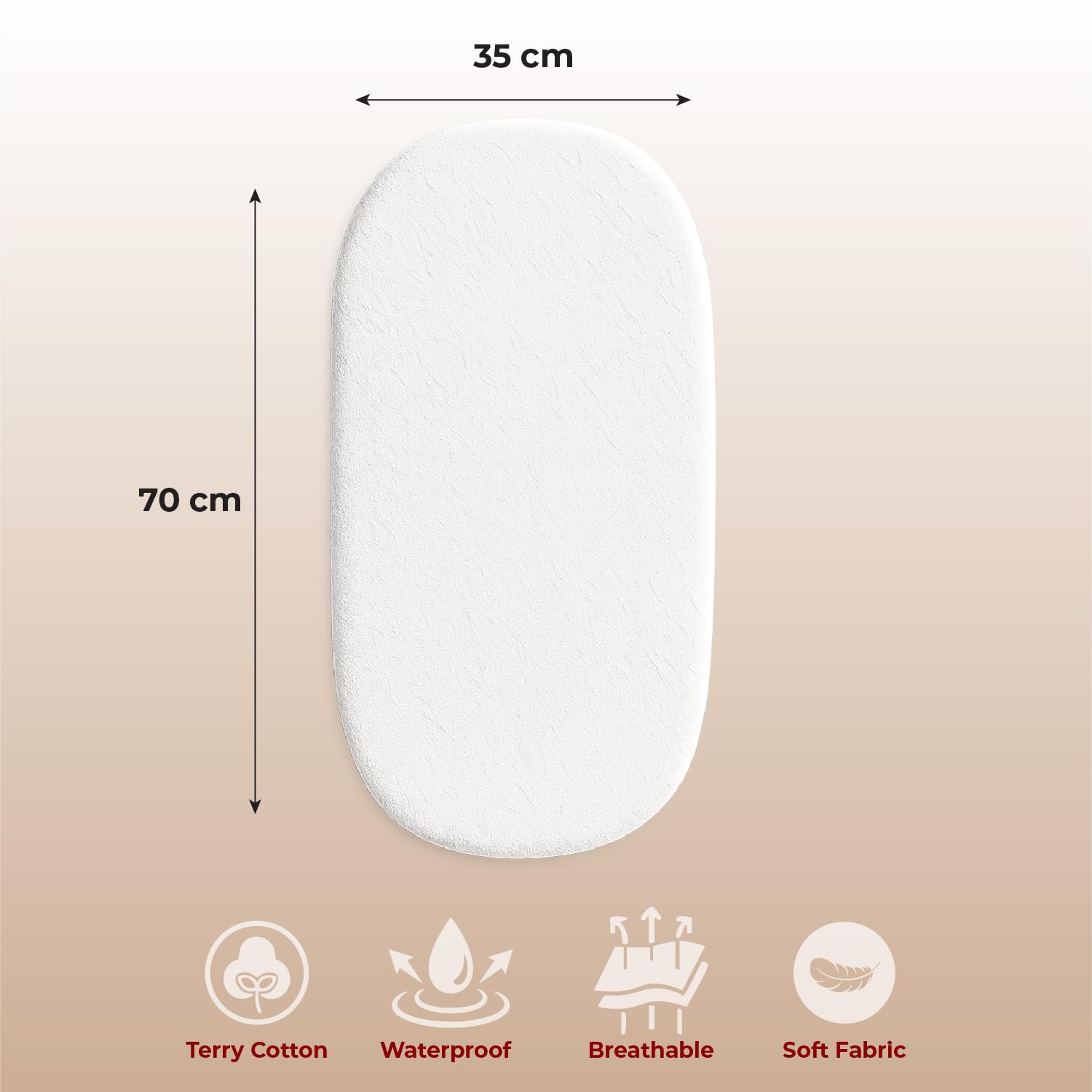 2x 100% Waterproof Moses Basket Mattress Protector with 155 GSM Terry Towelling Fabric, Soft - Image 2