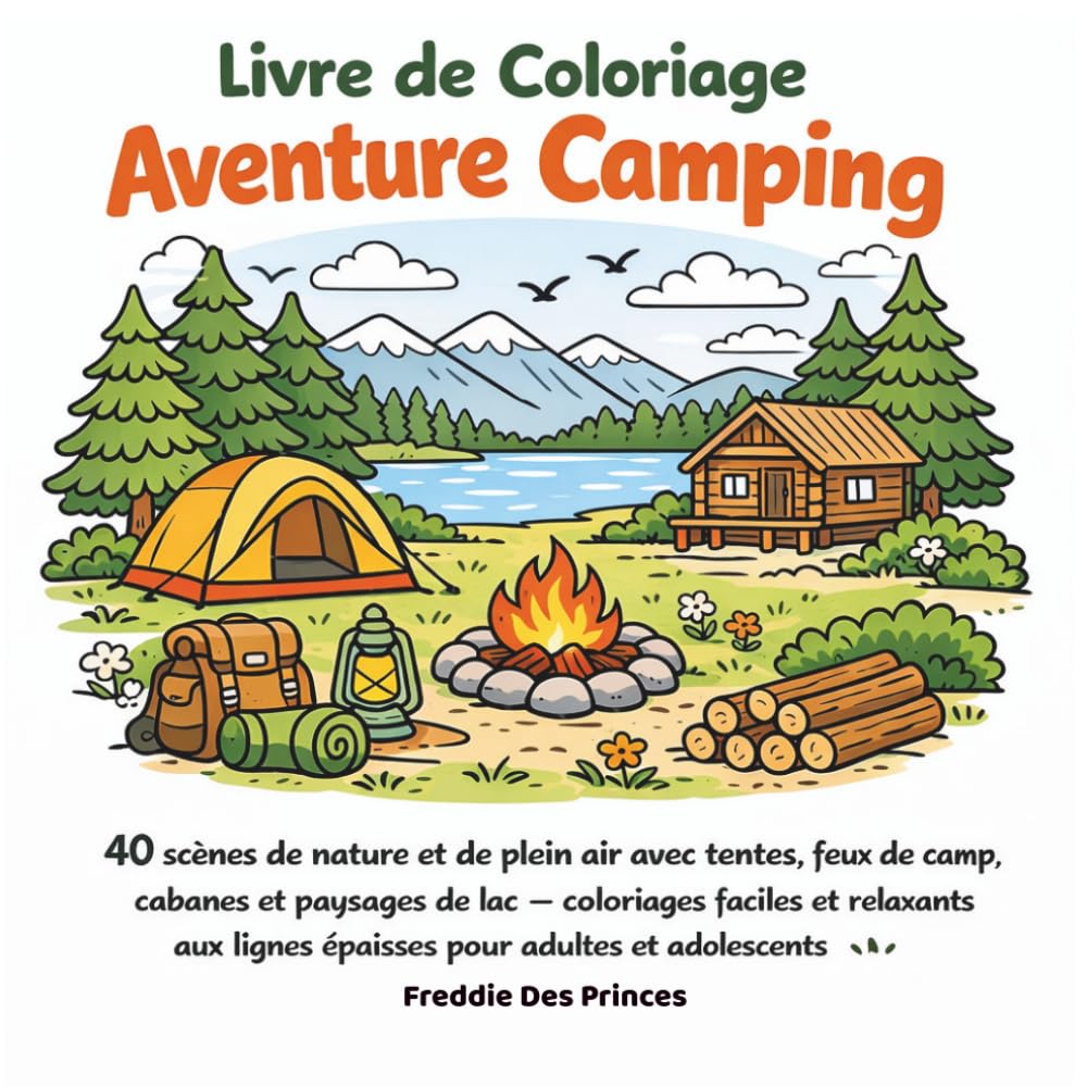 Livre de Coloriage Aventure Camping: 40 scènes de nature et de plein air avec tentes, feux de camp, cabanes et paysages de lac – coloriages faciles et ... et adolescents (Collection Coloriage Cosy)