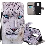 EMAXELERS Funda LG K8 2017 Premium PU Cuero Cartera para Tarjetas y Cierre Magnetico Soporte Plegable Funda Protectora para LG K8 2017 White Tiger