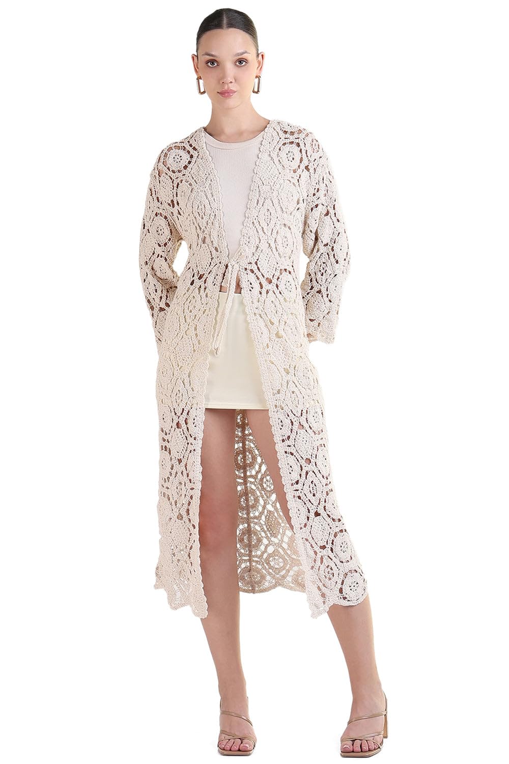 showoffff Edition Women's Self Design Cream Longline Crochet Shrug-CHN-9337_Cream_M-picture-25