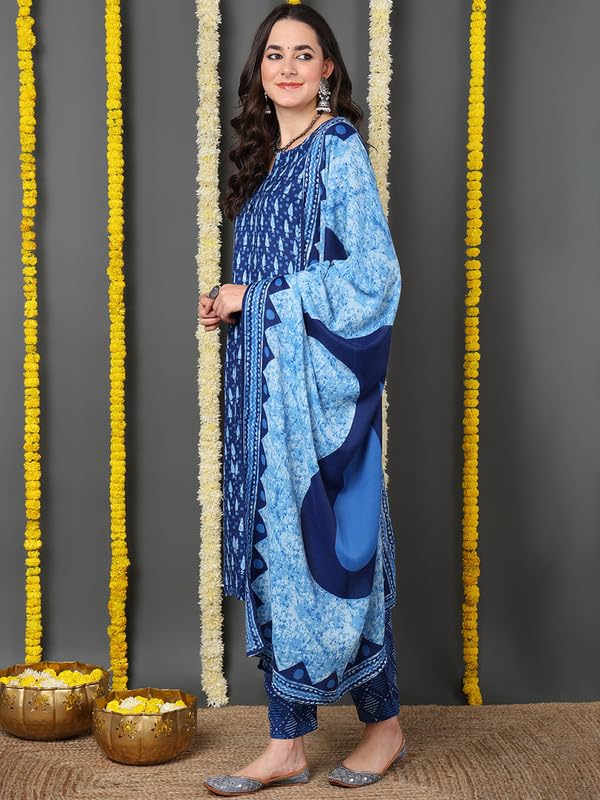 Image of Vaamsi Women's Ethnic Motifs Printed Straight Kurta Pant With Dupatta Set | kurta sets for woman