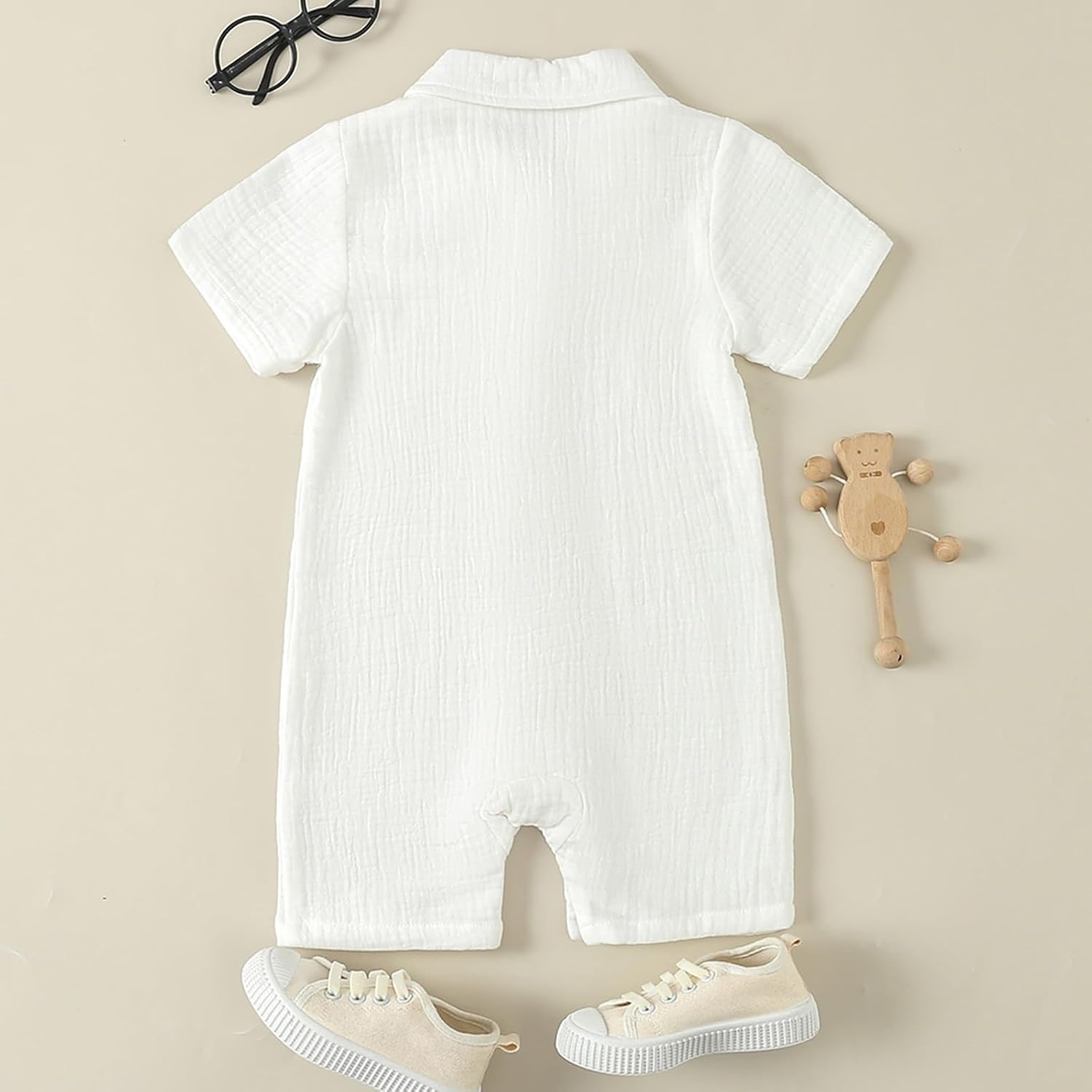 Baby Boy Romper Short Sleeve Button Down Shirt Onesie Jumpsuit Shorts Summer Clothes Outfit Newborn Infant - Image 3