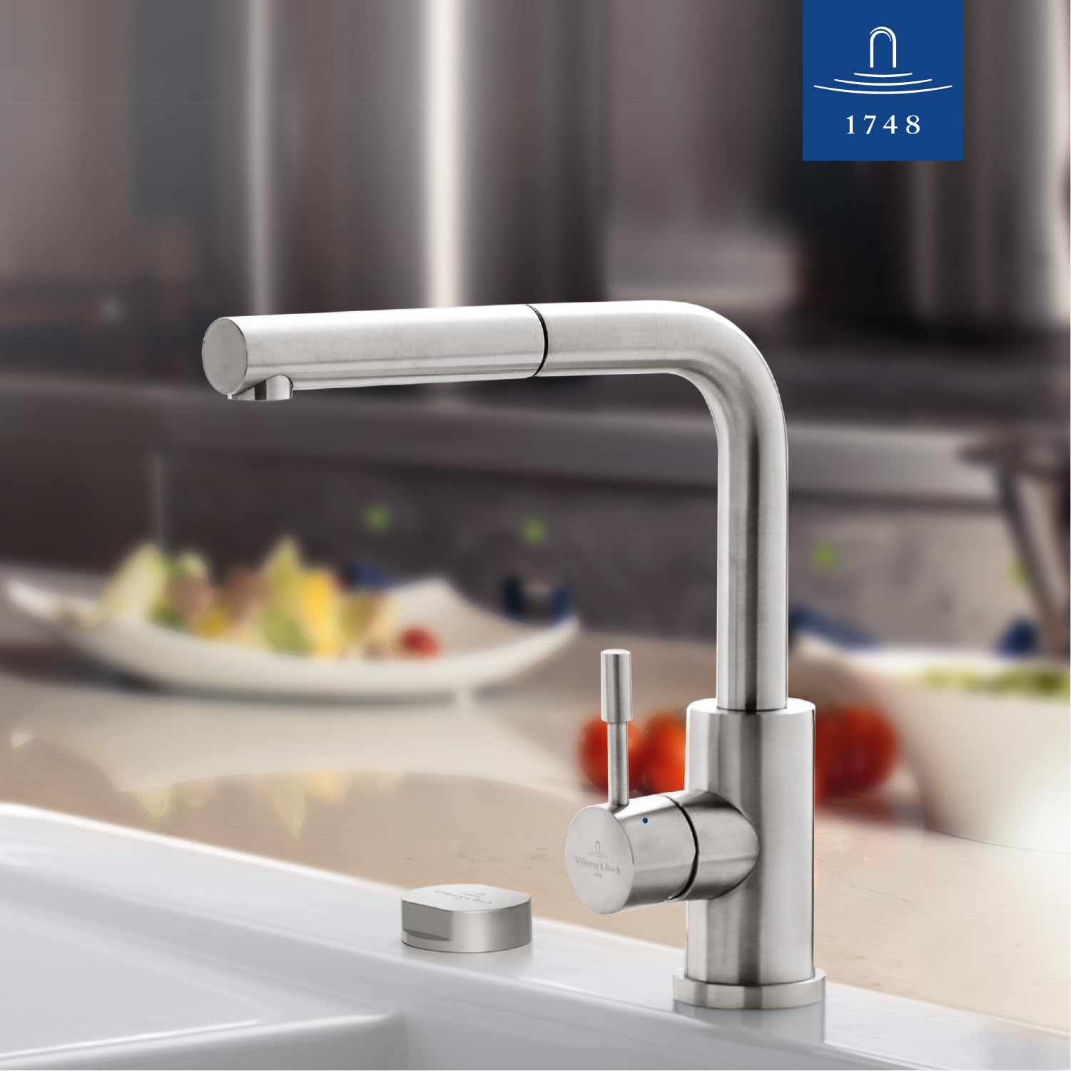 Villeroy & Boch Steel Shower Bateria Zlewozmywakowa, Srebrny, 27.5 x 4.5 x 30.5 cm
