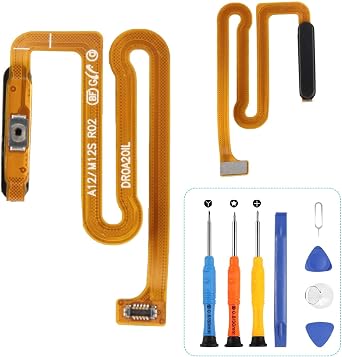 Fingerprint Sensor Flex Cable for Samsung Galaxy A12 A125U Power On Off Button Flex Cable Replacement for Samsung A12 SM-A125U SM-A125F with Repair Tools