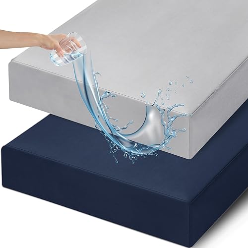 david's kids Paquete de 2 sábanas ajustables impermeables para cuna, ultra suaves y transpirables, para niños y niñas, neutrales, se ajustan a