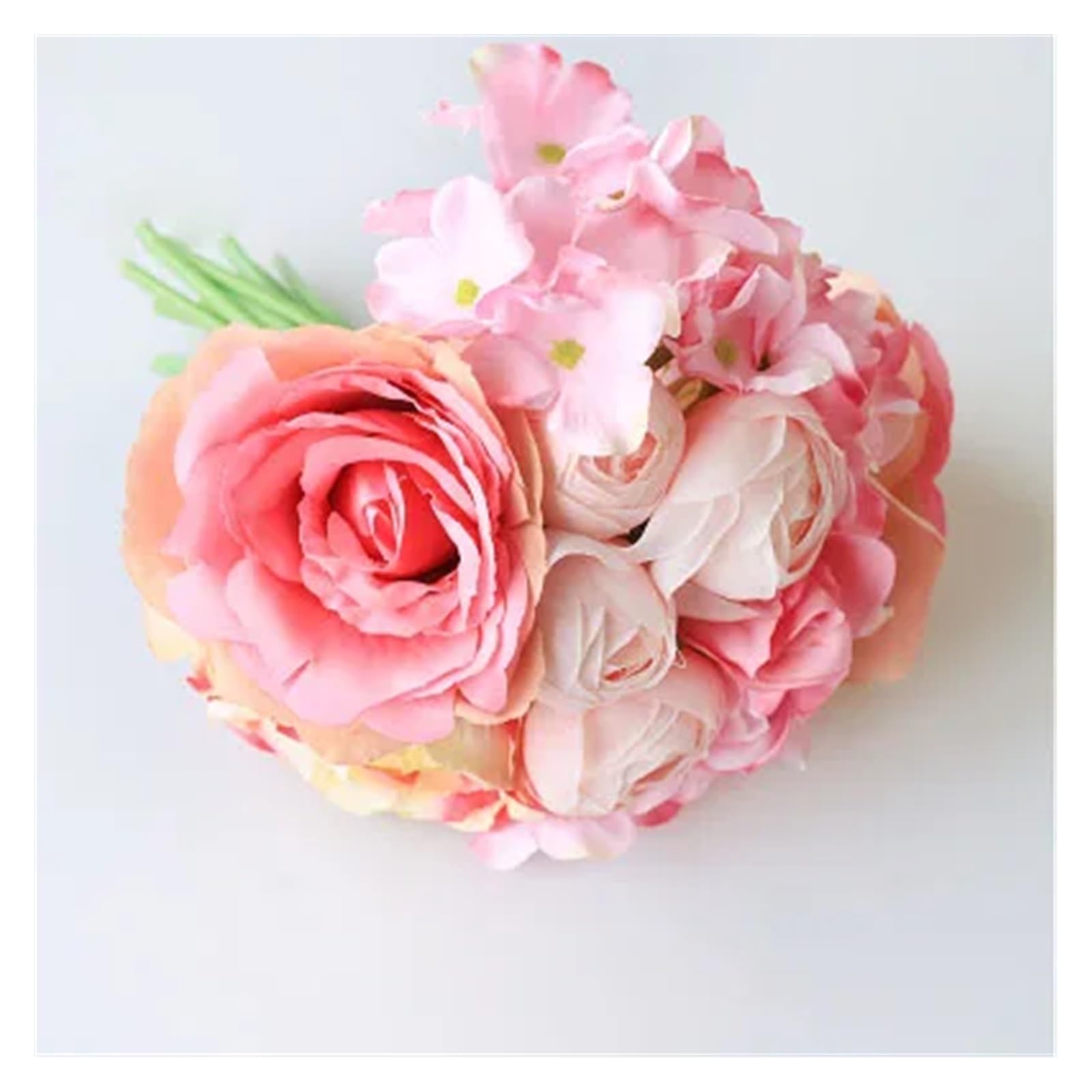 HJRegaFimu Artificial Flowers Wedding Bouquet Silk Pink Roses Hydrangea Peony Flower For Bridesmaid Bridal Marriage Supplies Decoration Bouquets White