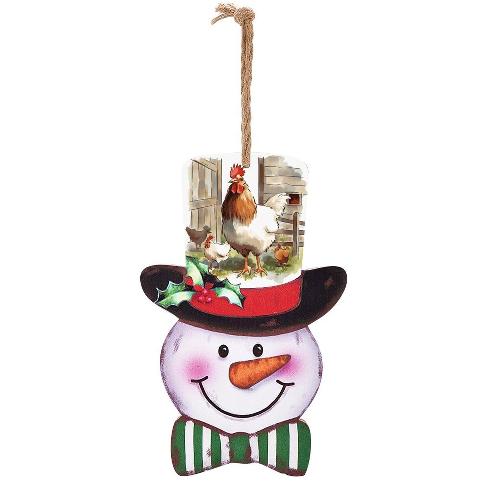 Farm Animals Snowman Decor Christmas Snowmans Hanging Decors Wooden Exquisite Holiday Decoration Sign for Home Window Wall Farmhouse Indoor Outdoo