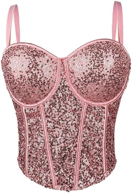 Desire Lace Tube Top Disco Short Sexy Slim Sequin Suspenders Female Waist Spring and Bra(OneColor,38C)