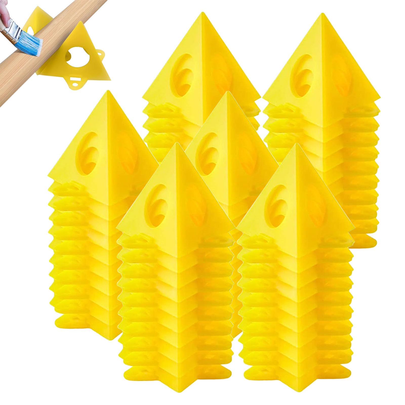 Supporti a Piramide 60 pezzi Pittura Piramidi Verniciatura Plastica Supporto per Progetti Dipinto Mobili Giallo