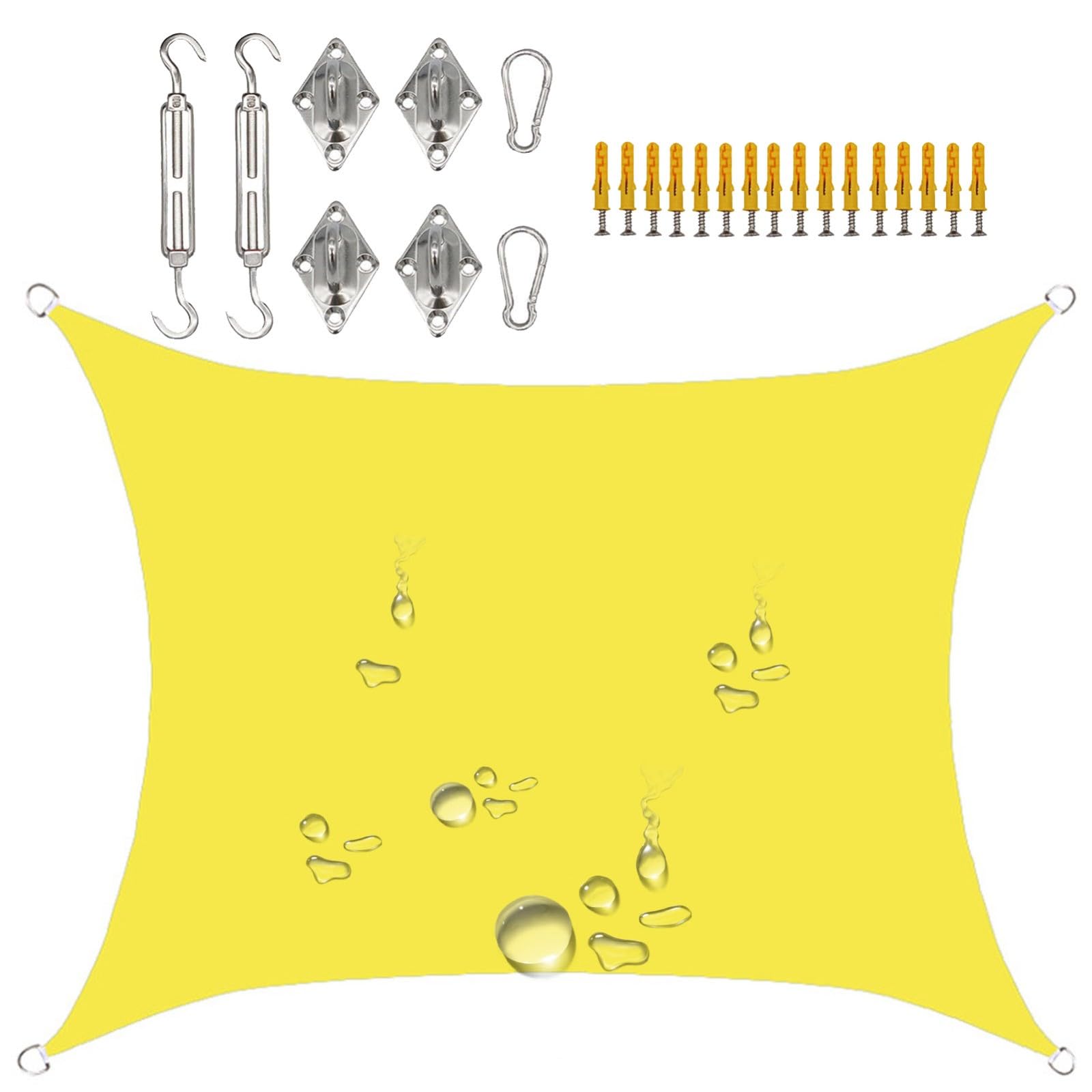 Sun Shade Sails Canopy, 300 * 500Cm Tear and Rust Resistant Patio Sail Shade for Yard Deck Lawn Garden Rectangle Sunshade(Bright Yellow)