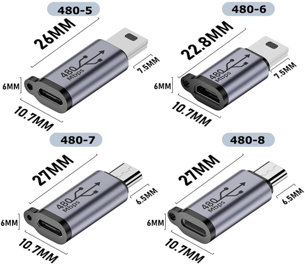 Image of ETZIN USB C to Mini USB Adapter, Type C Female to Mini USB 2.0 Male Convert Connector Support Charge & Data Sync Compatible GoPro Hero 3+, MP3 Players, Dash Cam, Digital Camera,etc-EPL-1174TC