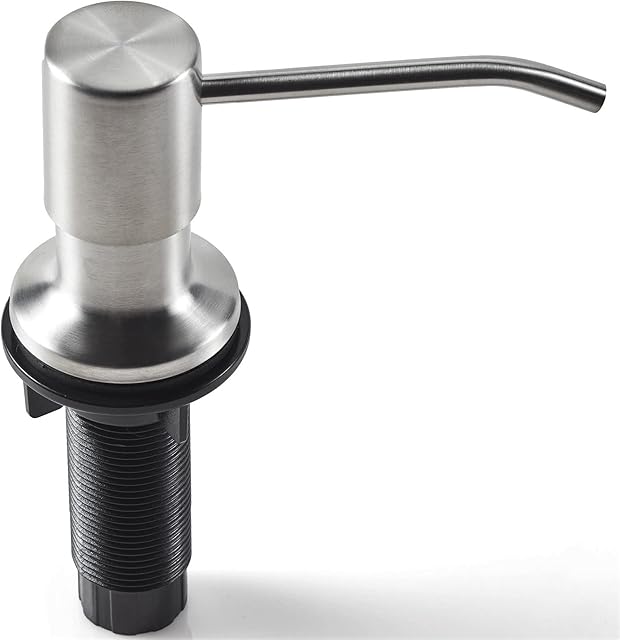 Soap Dispenser for Kitchen Sink (Brushed Nickel), Stainless Steel, Refill from the Top, Built in Design with Large Liquid Soap Bottle