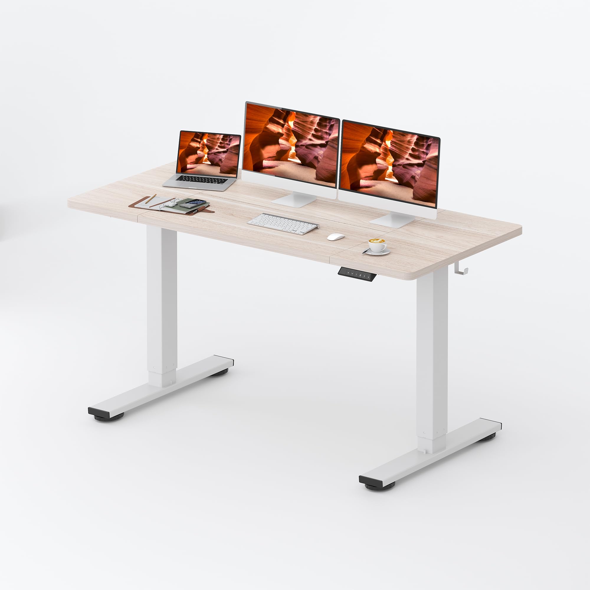 FitStand Standing Desk,Large 63x31 Inches Height Adjustable Stand Up Desks with Cable Management, Home Office Computer Desk with Cup Holder & Memory