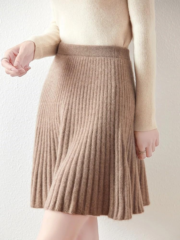 Faldas plisadas de lana para mujer, para otoño e invierno, corte acampanado, por encima de la rodilla
