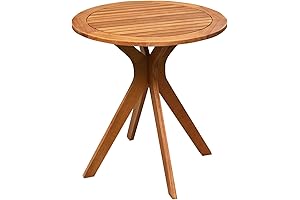 Tangkula 27.5 Inch Eucalyptus Wood Indoor Bistro Table
