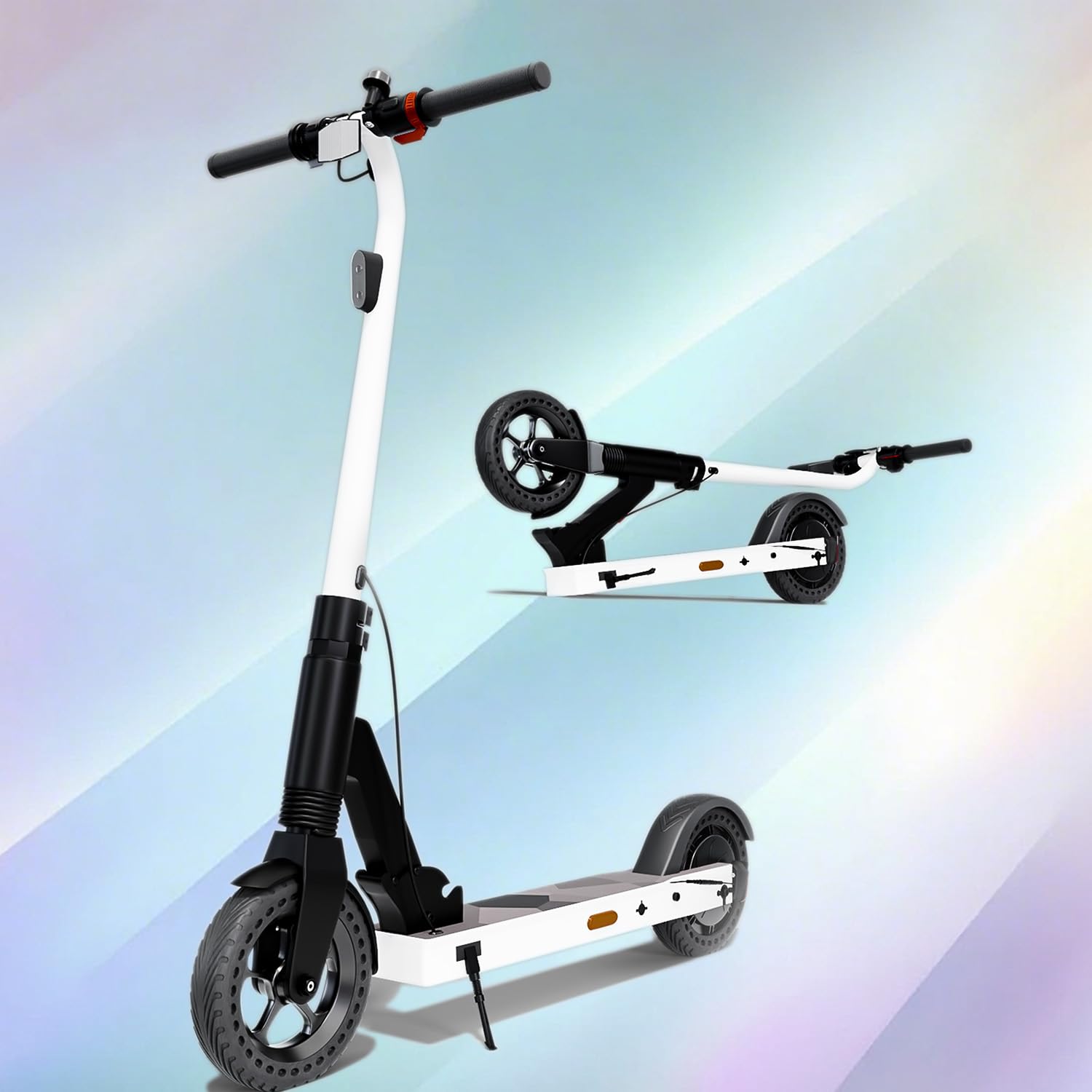 Electric Scooter 8 Inch Solid Wheels Up to 15 5 MPH 8 Miles 250W Motor Drive Disc Brake