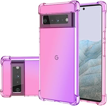 Cute Case for Pixel 7, Gradient Slim Anti Scratch Soft TPU Phone Cover, Shockproof Protective Case for Google Pixel 7 Pink/Purple