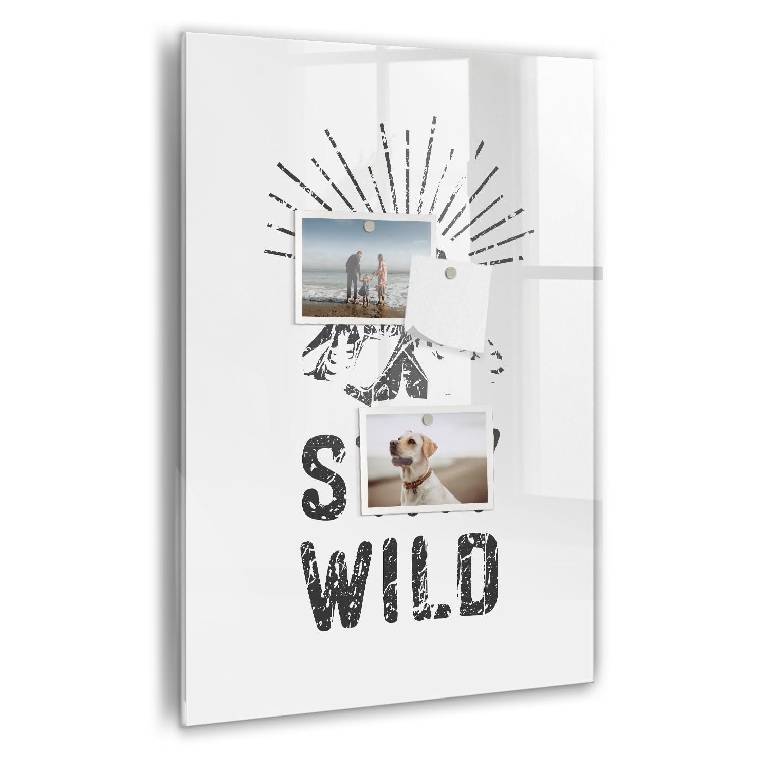 Glas-Magnettafel mit Neodym-Magneten, Marker & Schwamm | Hochwertiges Whiteboard aus gehärtetem Glas | Kratzfest, beschreibbar & für Büro, Homeoffice, Küche- 40x60cm - Bleibe in den wilden Bergen