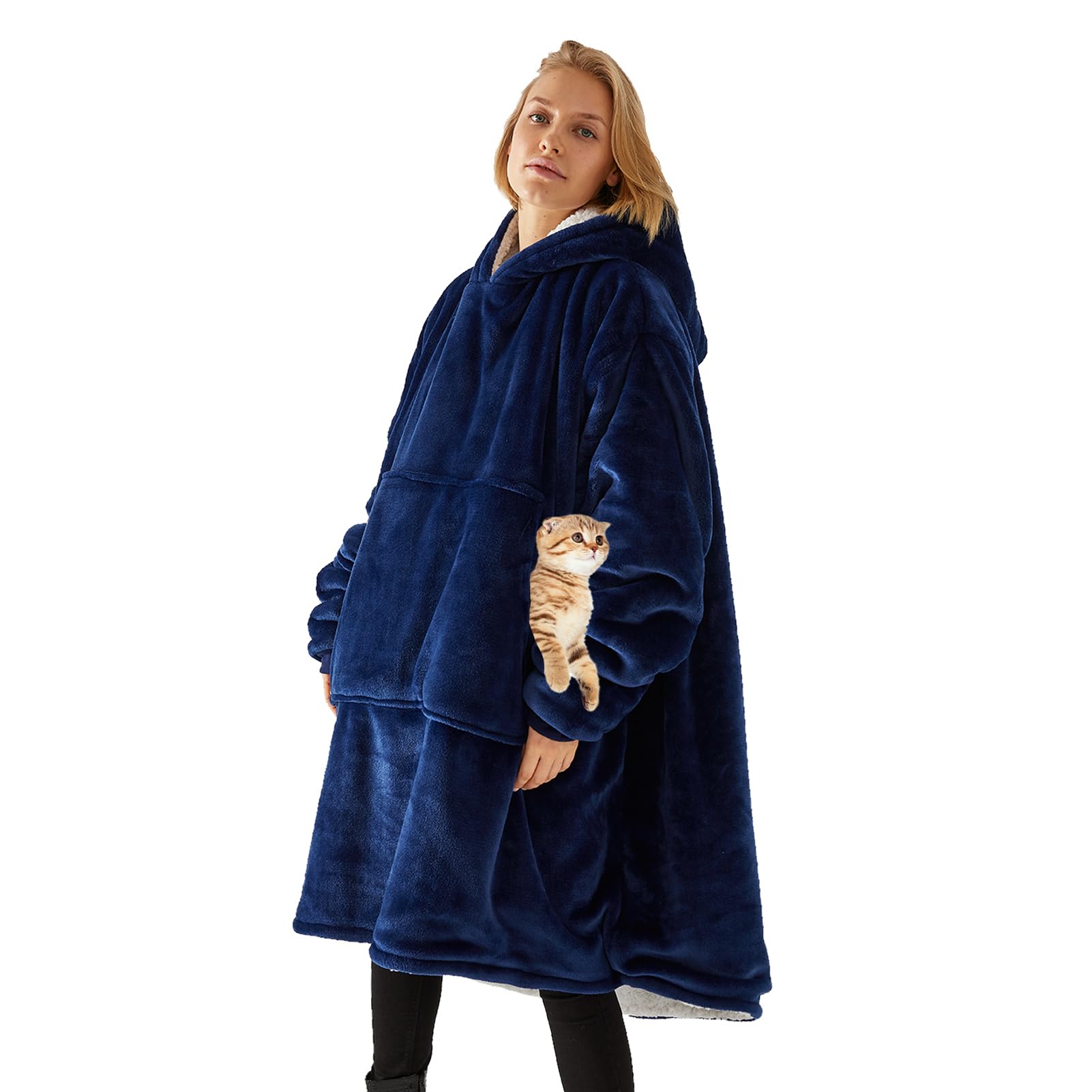 Manta Con Capucha Grande Hoodie Sudadera Con Capucha Suave Y Confortable Manta De TV Sudadera Sherpa Con Bolsillo Frontal Grande Mujeres Hombres Manta