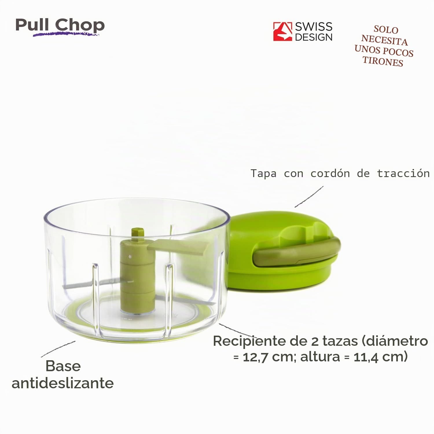 KUHN RIKON Pull Chop - Picadora universal (tamaño pequeño, plástico, 500 ml), color verde