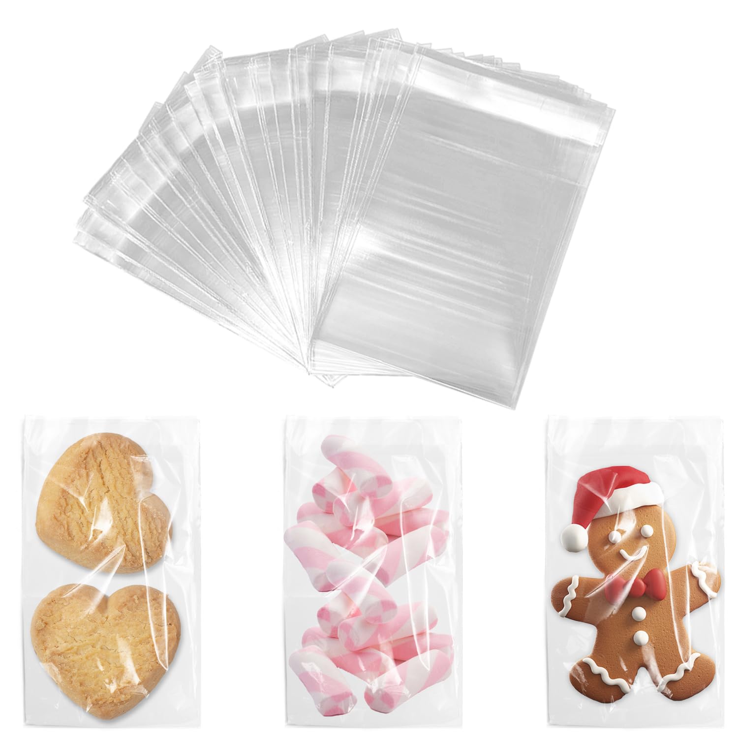 100pcs Cookie Bags, Clear Cellophane Bags Small Cellophane Bags Self-Adhesive Biscuit Bags Transparent Sweet Bags For Bakery, Cookie, Candies, Biscuit, Jewelry, Soaps, Cards And Dessert(7 * 10cm)