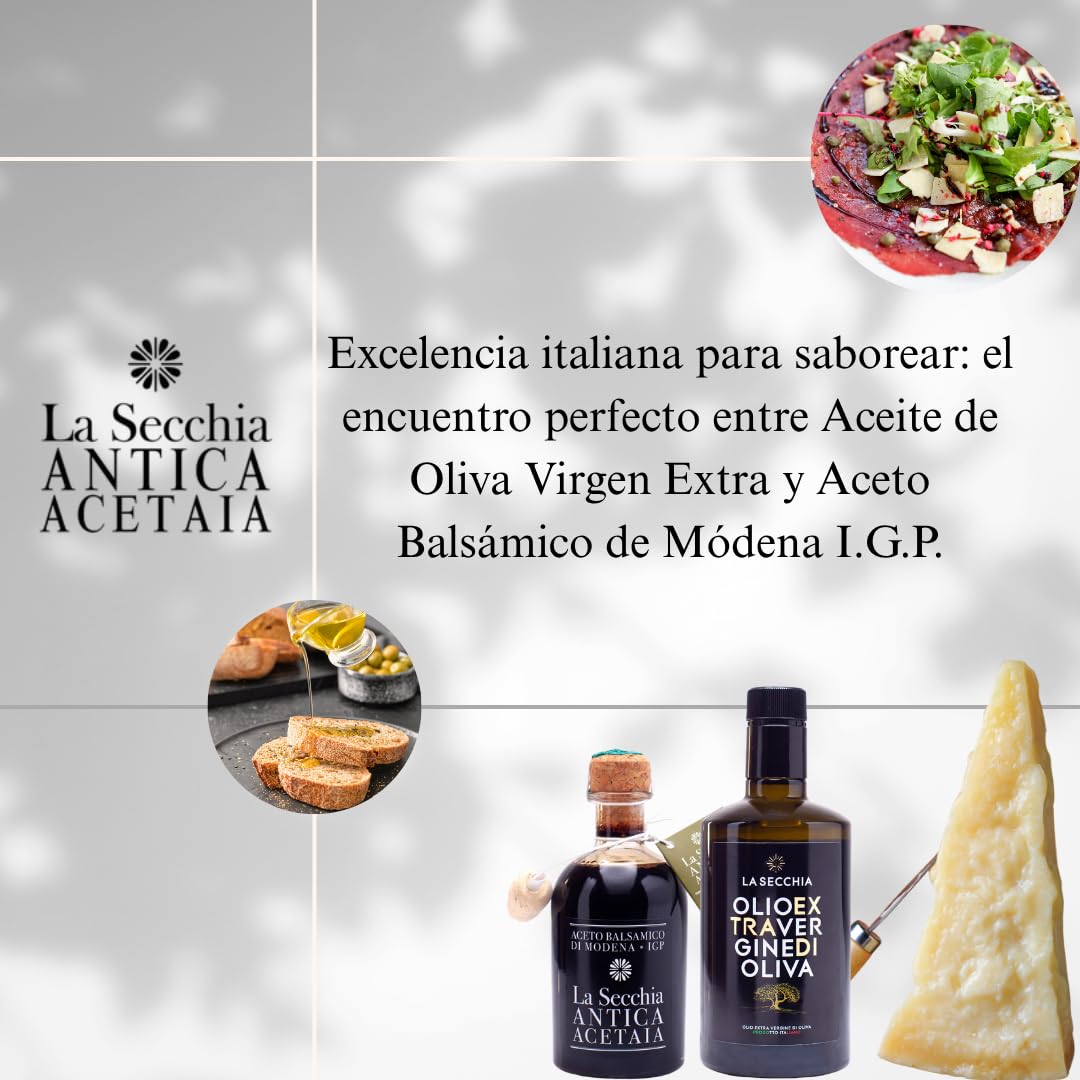 La Secchia - Cesta gastronómica artesanal, aceite de oliva virgen extra, vinagre balsámico de Módena IGP 5 Estrellas, set gourmet, productos italianos artesanales