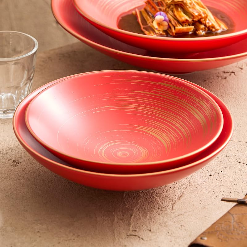 Miski do zupy czerwona glazura ceramiczna miska do zupy chińska miska ramenowa do układania w stosy miska do serwowania sałatka miska na płatki owsiane miski obiadowe (M)