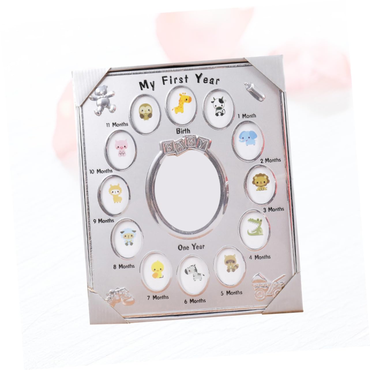My First Year zum Ersten Geburtstag Bilderrahmen aus Metall für Babys Zufälliger Stil mit Stabilem Stand als Babyfotorahmen für Zuhause und Geschenk