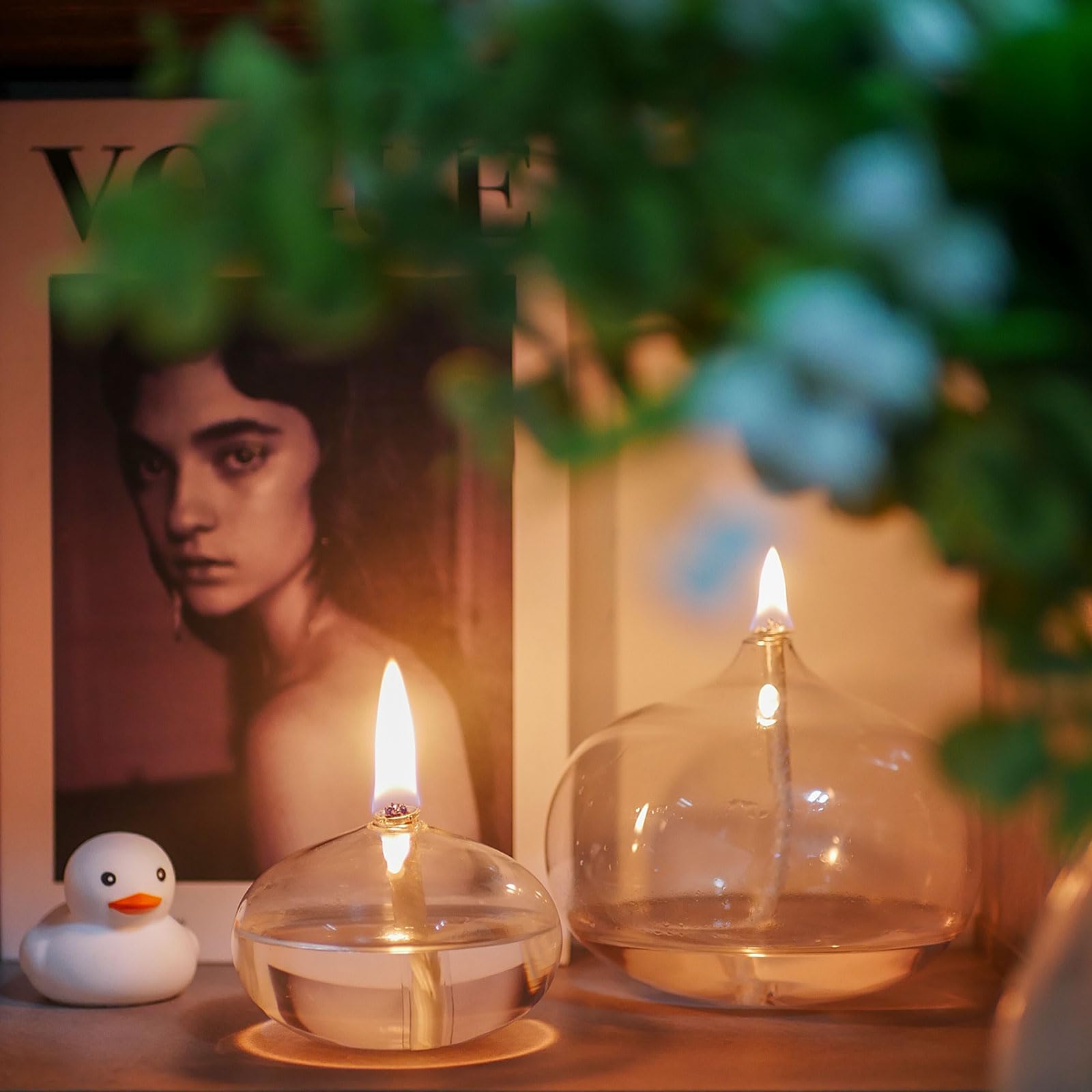 GXFCCYXT Oil Candles for Indoor Use -Set of 3 Refillable Liquid Petite Oil lamp - Sturdy Borosillicate Glass Oil Candle