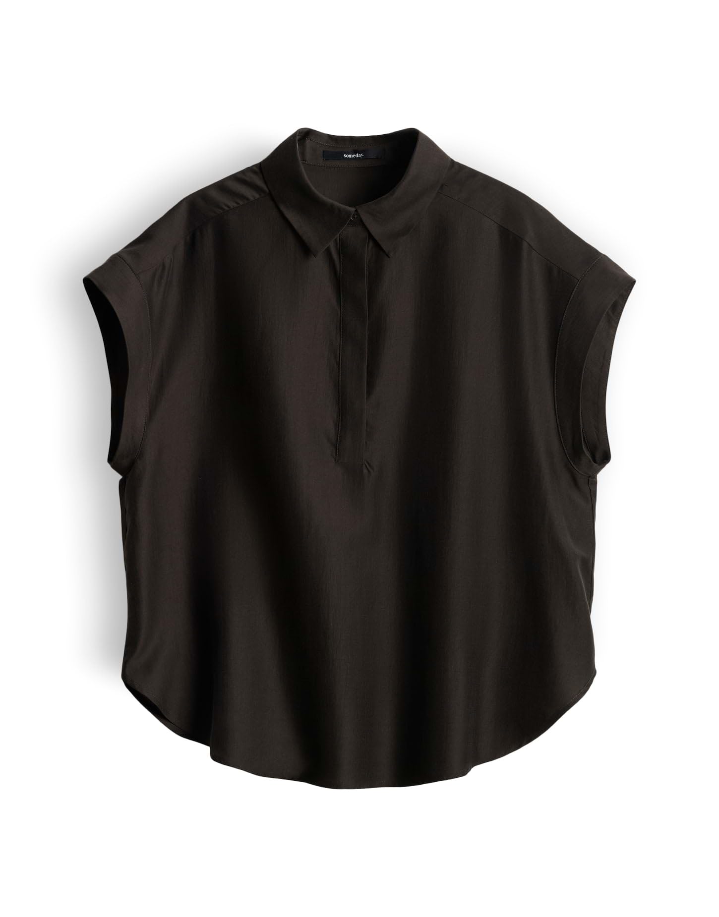 someday Damen Kurzarmbluse | Zarte Satinbluse mit Polokragen Regular Fit