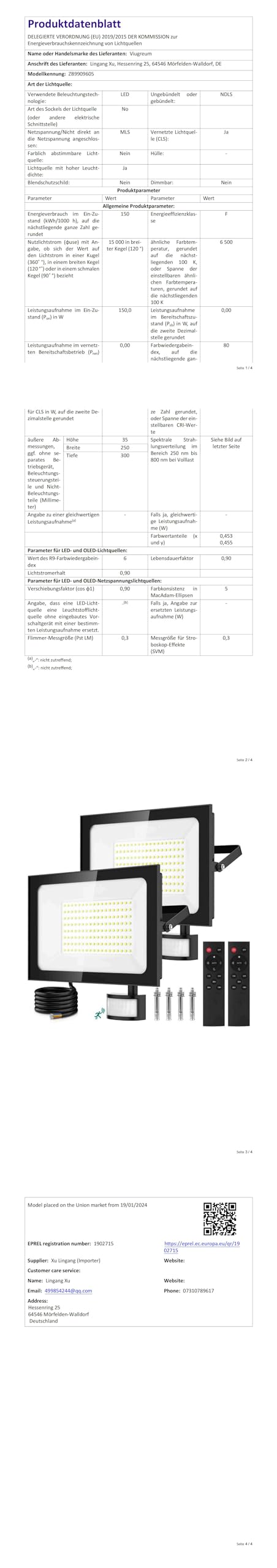 Viugreum 2Pack 150W Led Strahler Außen mit Bewegungsmelder 15000LM Aussenleuchte Kaltweiss Scheinwerfer mit Fernbedienung Fluter Aussenstrahler IP67 Wasserdicht Flutlicht Mit 2 Schrauben fur Garten