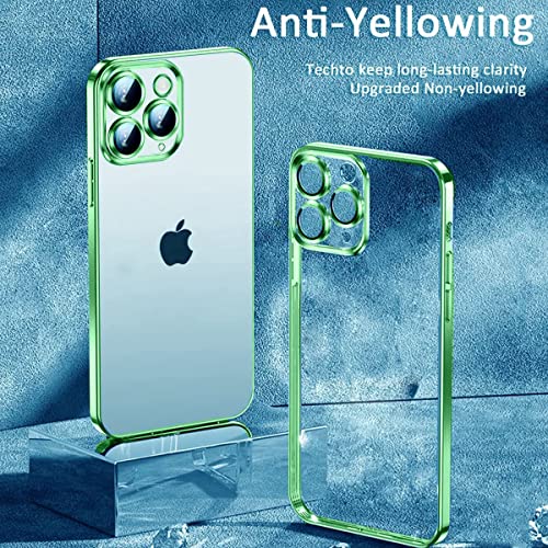 Image of mobistyle Designed for iPhone 13 Pro Electroplating Bumper Clear Back Cover for iPhone 13 Pro Cover (Silicone | Electroplating Green)