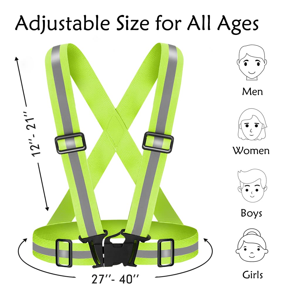 Chaleco reflectante para correr para mujer caminando por la noche, paquete de 2 chalecos de seguridad para correr con correa reflectante de visibilidad de 360°