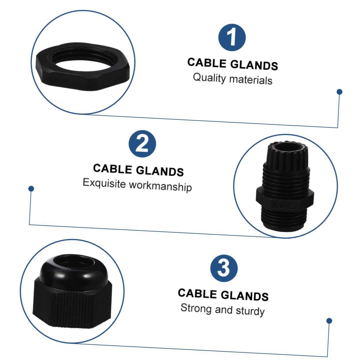 LIFKICH 50pcs Waterproof Weatherproof Wire Connectors Cable Glands Easy Install Nylon Cable Gland Joint