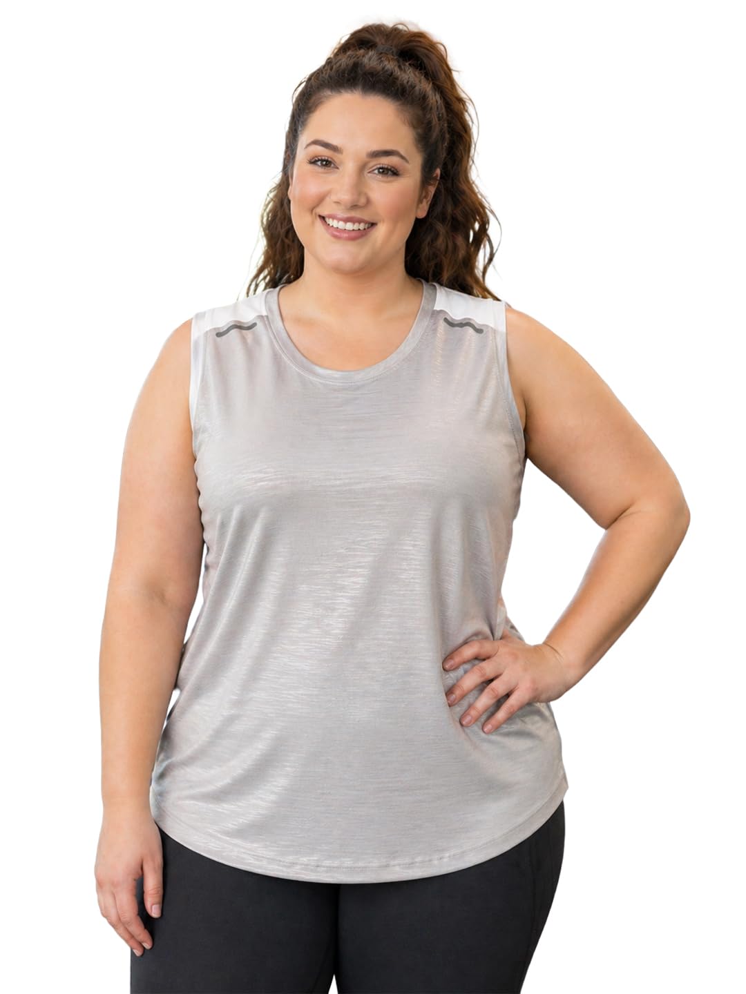 Women’s Plus Size Active Fit Sleeveless Sports T-Shirt – White XL/2XL/3XL/4XL/5XL-picture-50