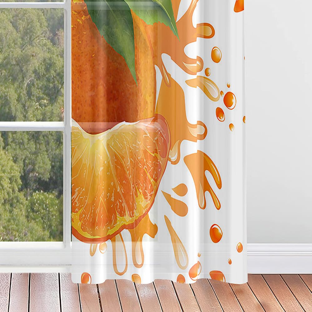 Rideaux Voilage Décor Basket Pour Enfants, Lot De 2, 107x160 Cm, Semi-transparent Orange
