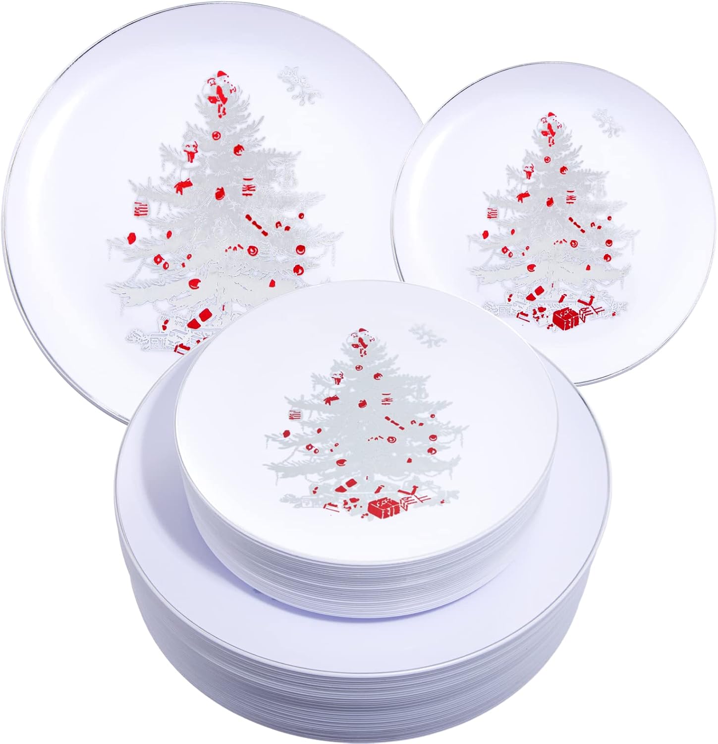 Rubtlamp 60PCS Christmas Plastic Plates, Christmas