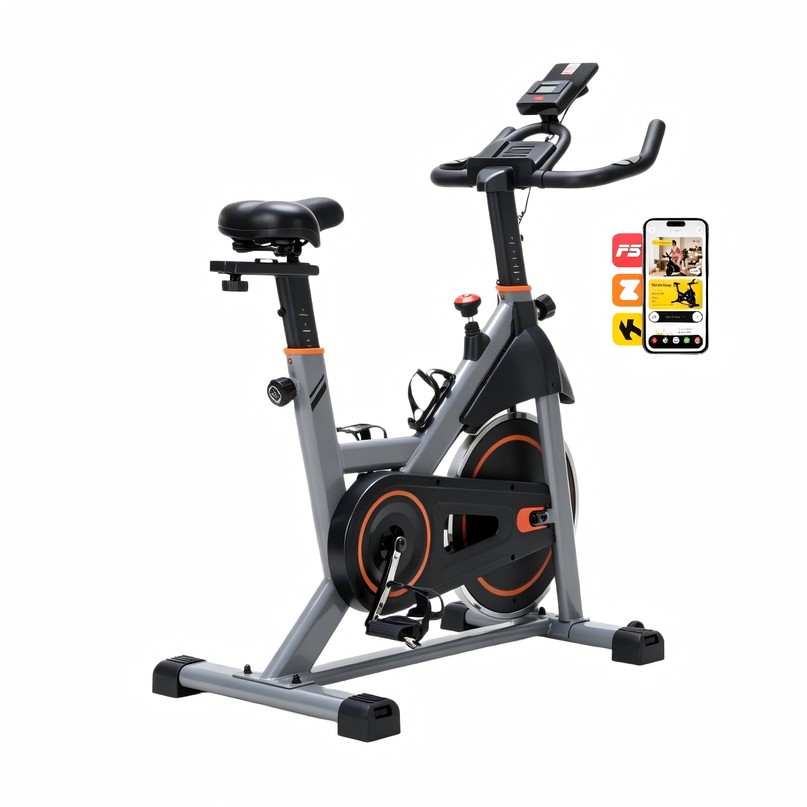 OLIXIS Exercise Bike with APP Control, Brake Pad Stationary Bikes with Quiet Magnetic Resistance