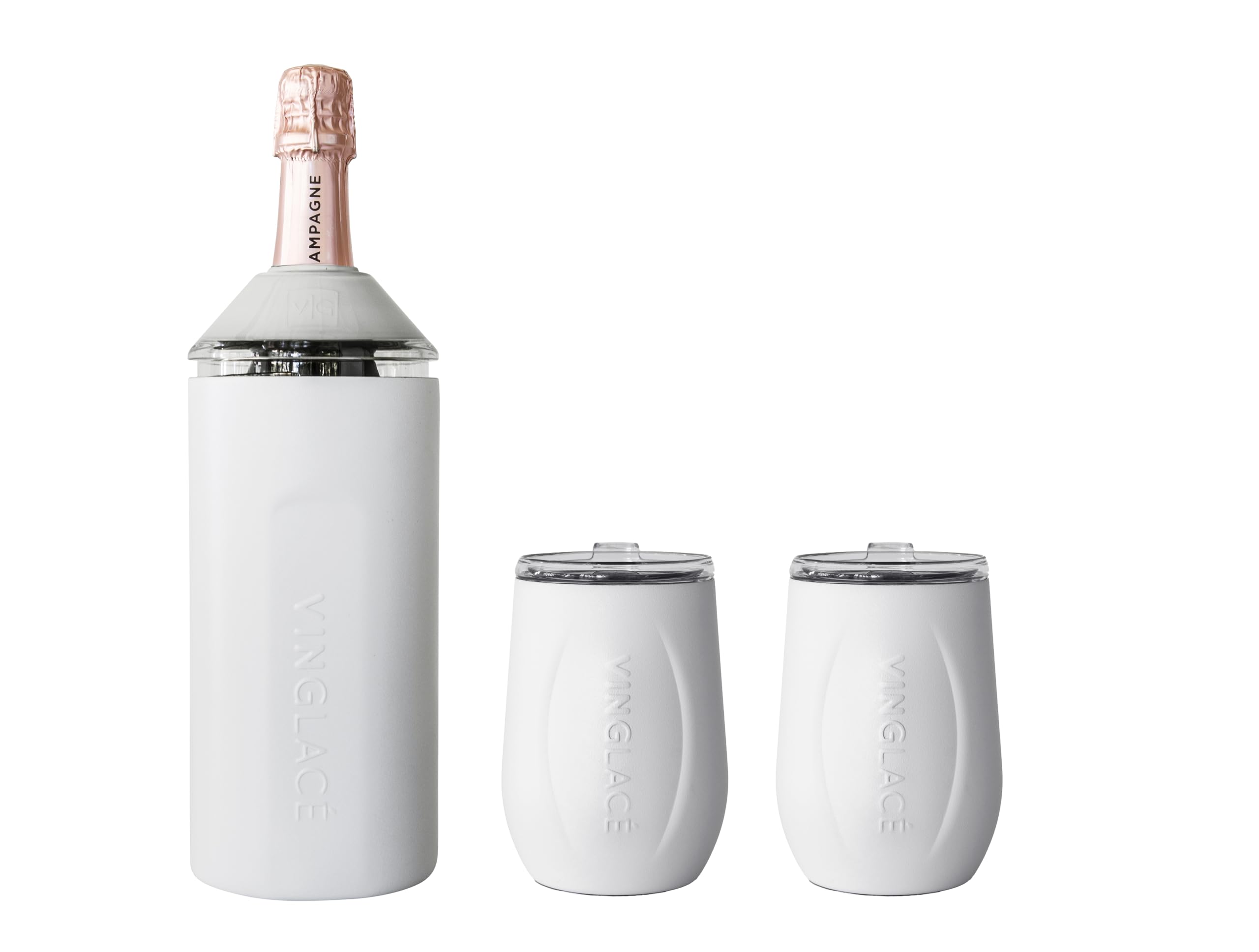 Personalized Vinglacé Wine & Champagne Bottle Chiller - A Unique Customized Gift for Wine Lovers (White)