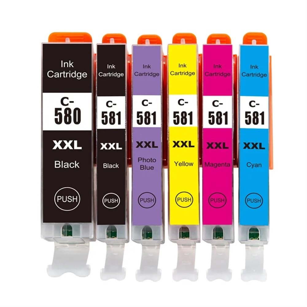 Cartucho de Tinta 580XXL 581XXL Compatible con Impresora PGI580 TR7550 TS6250 TS8350 TS6350 7550 TS 6250 8350 6350(6PCS 1SET)
