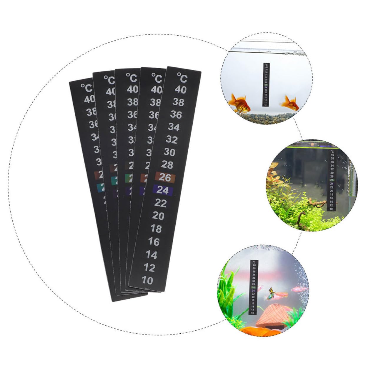 Gatuida 12piezas Pegatinas Termómetro Digital Para Acuario Termómetros Adhesivos Para Peceras De Temperatura Indicador De Temperatura Para Peces Fáciles De Leer y Usar