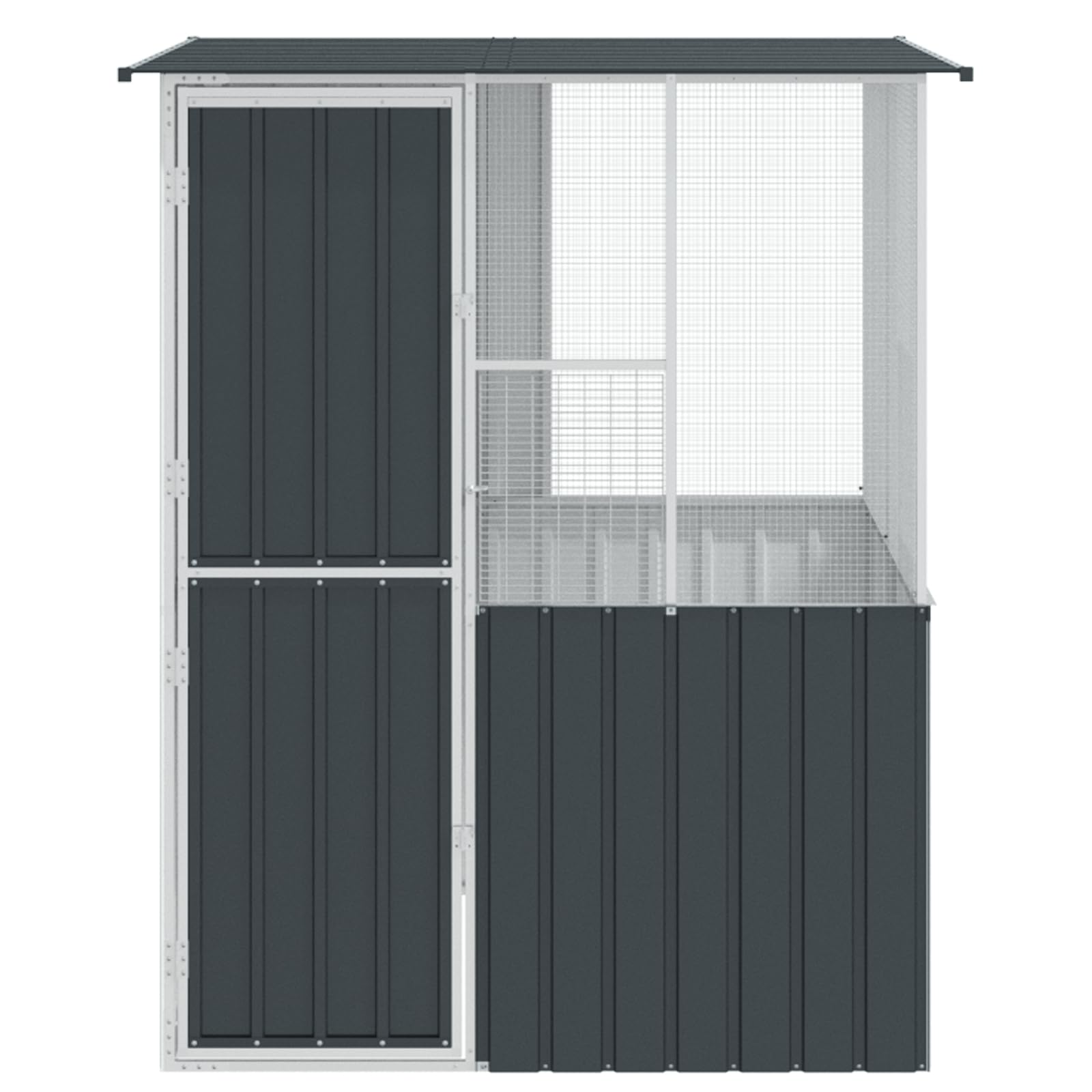 SKM Vogelkäfig Anthrazit 215x78x200 cm Verzinkter Stahl,Tier- & Haustierbedarf,Haustierbedarf,Vogelbedarf,Vogelkäfige & -ständer,Grau,61.8KG,3325168