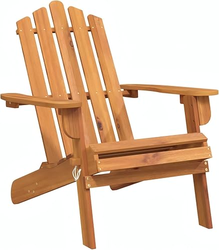 Miniatura 2 de Penau Adirondack Outdoor Chair, Solid Acacia Wood Foldable Patio Seat, Oiled Finish for Outdoor Use, Brown Standard, 33.1 x 29.5 x 35.4 Inchs, 18.96