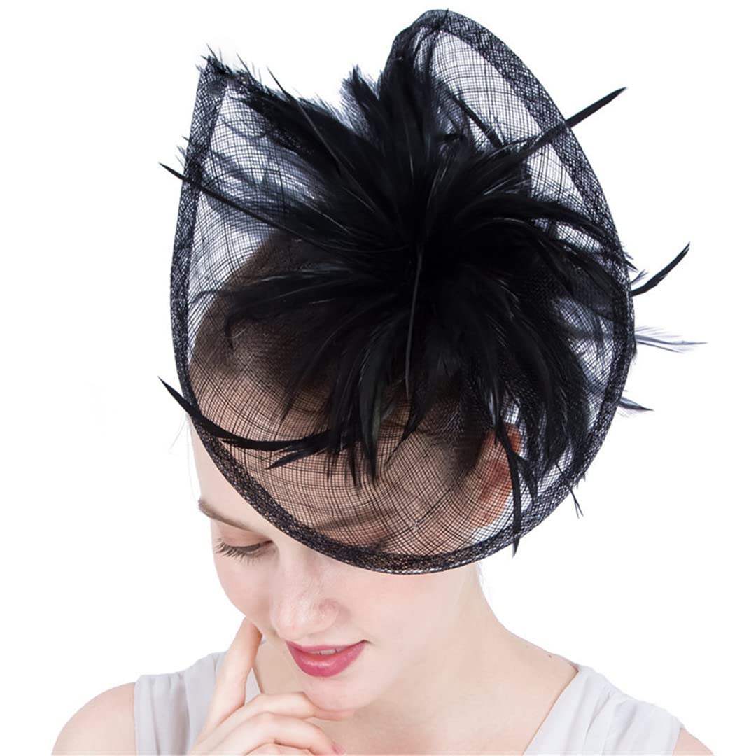 Lmtossey Sombrero Tocado De Malla para Mujer, Tocado De Boda, Tocado De Plumas De Flores para Fiesta, Accesorios para El Pelo