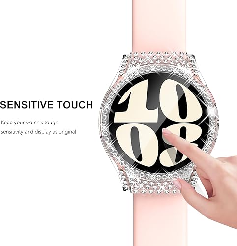 Miniatura 8 de Fullife Paquete de 2 protectores de pantalla de TPU para Samsung Galaxy Watch 5 de 1.732 in, funda protectora completa HD con diamantes de cristal