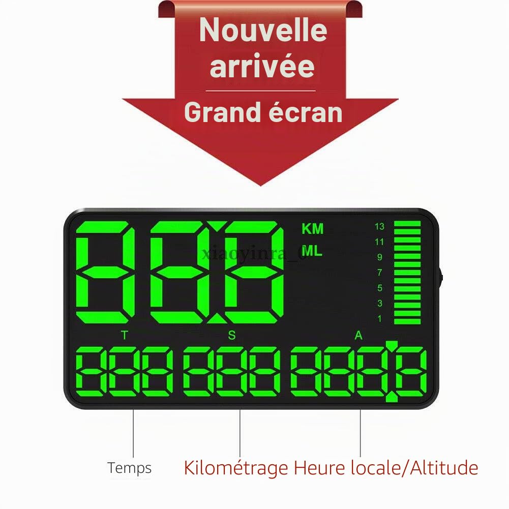 Affichage HUD de voiture, compteur de vitesse numérique à affichage tête haute GPS avec alerte de survitesse d'écran HD de 5,5 pouces